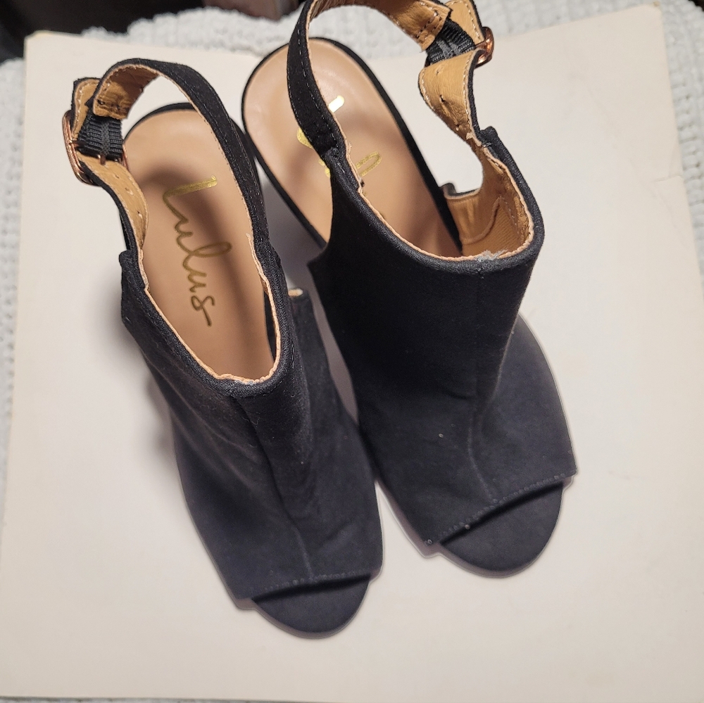Lulus Black Peep-Toe Block Heel Shoes - Picture 3 of 9